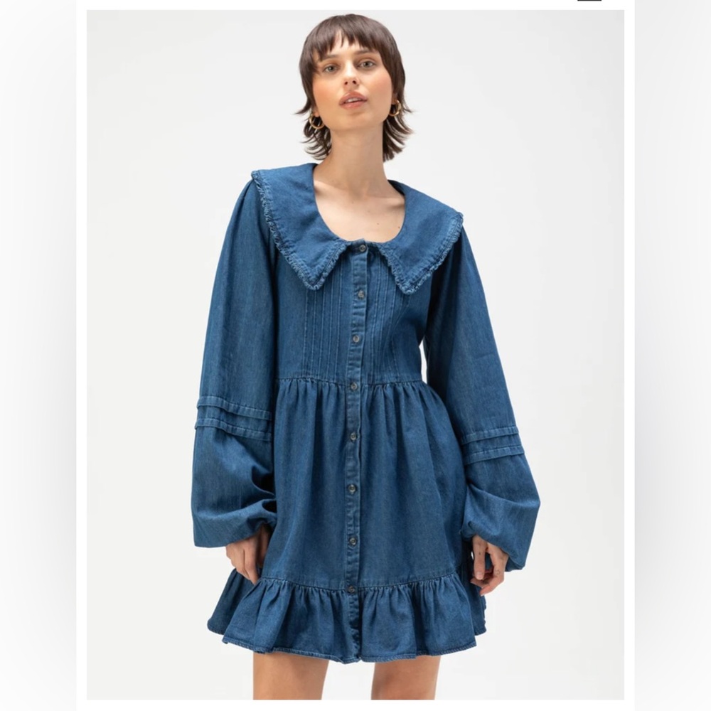 BDG Urban Outfitters Women’s Long Sleeve Button Front Denim Collar Dress Small - Picture 1 of 12
